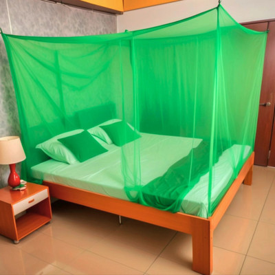 Privine Polyester Adults Washable double/queen bed 6x7 feet machhardani/mosquito net frame hung/hanging Mosquito Net(Green, Tent)