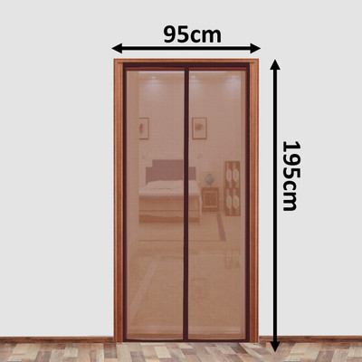 SafeMyles Polyester Adults Washable Auto-Closing Magnetic Door Mosquito Net(Brown, Frame Hung)