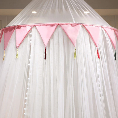 VVS Round Dome Mosquito Net Princess Girls Single to double bed Ceiling Rooms, Decor Polyester Washable Adults Mosquito Net(White, Ceiling Hung)
