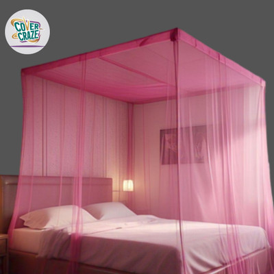 CoverCraze Polyester Adults Washable CC INSECT AND MOSQUITO NET for 2 persons Mosquito Net(Pink, Bed Box)