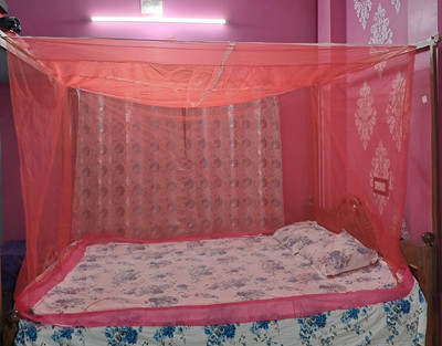 CoverCraze Polyester Adults Washable CC INSECT AND MOSQUITO NET for 2 persons Mosquito Net(Red, Bed Box)