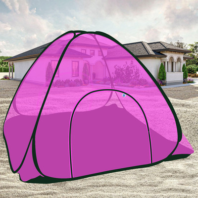 NM CREATION Polyester Adults Washable Polyester Foldable Double Bed Multi Color Mosquito net with Base for Adults Mosquito Net(Pink, Tent)