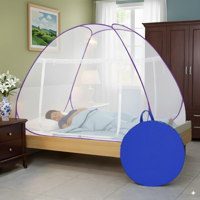 Evafly Mosquito net for Single Bed Foldable 30GSM Strong Machhardani|6.5x4 feet Polyester Washable Adults Mosquito Net(Purple, Tent)