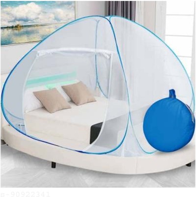 SK TRADERS HDPE - High Density Poly Ethylene Adults Washable Mosquito Polyester Net Foldable Mosquito Net(Blue, White, Tent)