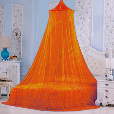 Maruti Enterprise Polyester Adults Washable mosquito net Round Ceiling Hanging Double Bed , Polyester Foldable Mosquito Net(Orange, Ceiling Hung)