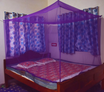 Mehon Craft Mosquito Net for double Bed Machardani Polyester Net HDPE - High Density Poly Ethylene Washable Adults Mosquito Net(Purple, Bed Box)