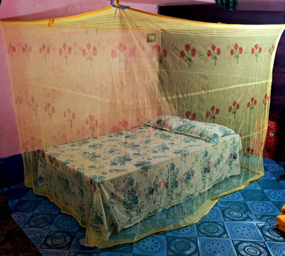 CoverCraze Cotton Adults Washable FLORAL YELLOW INSECT AND PROTECTION NET Mosquito Net(Yellow, Tent)