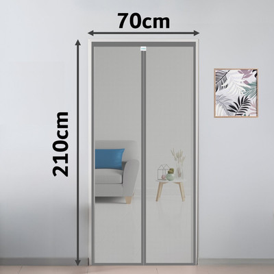 SafeMyles Polyester Adults Washable Auto-Closing Magnetic Door Mosquito Net(Grey, Frame Hung)