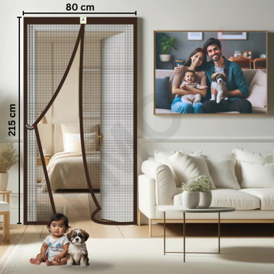 ARMORX Polyester Adults Washable Magnetic Door Mosquito Net(Brown-215x80cm, Frame Hung)