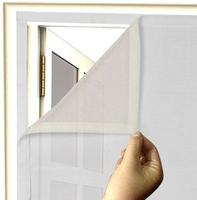 Iblay Polyester Adults Washable prestiched mosquito net for window 6*6 ft with adhesive velcro tape Mosquito Net(ivory, Frame Hung)