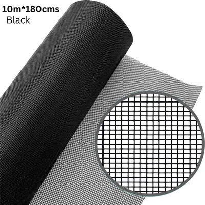 TurtleGrip Fibre Adults Washable 120 GSM Fiberglass Windows Mosquito Net Roll. DIY Cut to Any Size, Mosquito Net(Black-10m*180cms, Frame Hung)
