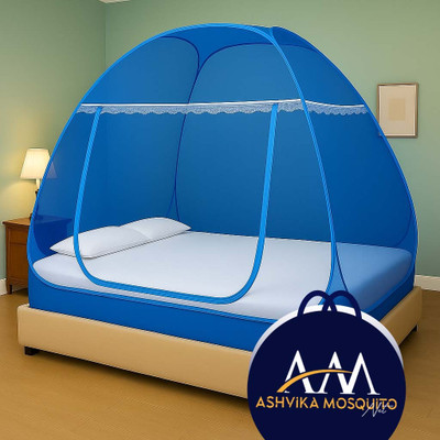Ashvika mosquitoNet Double and King size bed 6x6 6.5x6.5 7x7 ft Polyester Washable Adults Mosquito Net(Royal Blue, Tent)