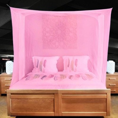Nissi Nylon Adults Washable mosquito net double bed (bedbox) 4x6.5ft, Pink_977 Mosquito Net(Pink, Bed Box)