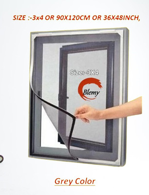 BLEMY HDPE - High Density Poly Ethylene Adults Washable 3X4-GREY-WINDOW-NET-5892 Mosquito Net(3X4 GREY, Frame Hung)