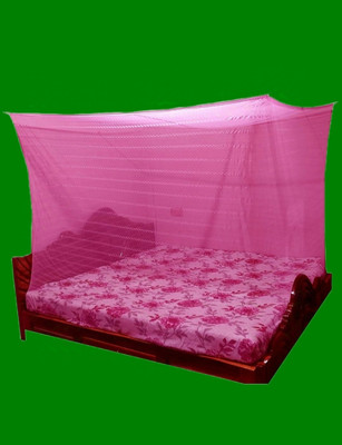 SBE Polyester Adults Washable Polycotton Zigzag Mosquito Net for Double Bed Machardani Net (Size 6X7) Mosquito Net(Pink, Bed Box)