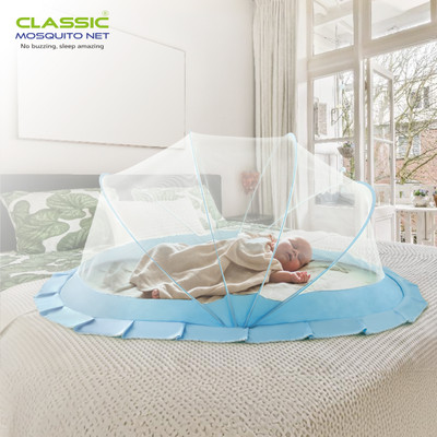 Classic Mosquito Net Polyester Kids Washable Bottomless Foldable for 0 to 24 Months Old Infants, Toddlers & Babies Mosquito Net(Blue, Tent)