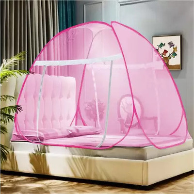 Grants Polyester Adults Washable Double and King size bed Tent 6x6 6.5x6.5 7x7 ft Mosquito Net(Pink, Tent)
