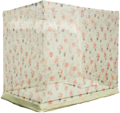 ANS Cotton Adults Washable Single bed Floral mosquito net printed Mosquito Net(light yellow, Frame Hung)