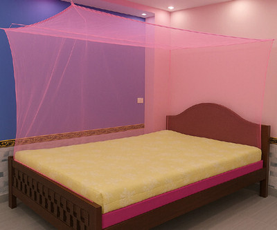 Mehon Craft Polyester Adults Washable Mosquito Net For Single Bed (Size 4x6.5-ft) Mosquito Net(Pink, Bed Box)
