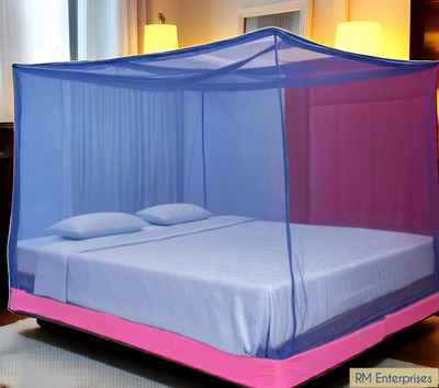 Rm Enterprises Air Flowable BLUE King Size Bed (7x8)ft HDPE - High Density Poly Ethylene Washable Adults Mosquito Net(Blue, Bed Box)