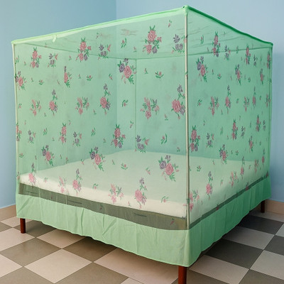 Parbhez Handloom Polyester Adults Washable King Size Bad Mosquito Net(Green, Bed Box)