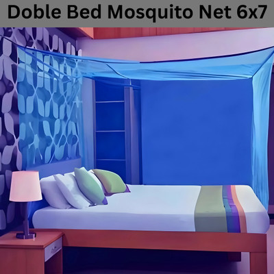 CoverCraze Polyester Adults Washable DOUBLE BED INSECT AND MOSQUITO PROTECTION NET Mosquito Net(Blue, Tent)