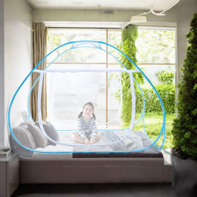 Hitech Polyester Adults Washable Mosquito Net, Polyester Foldable King Size Bed Mosquito Net(Blue, Tent)