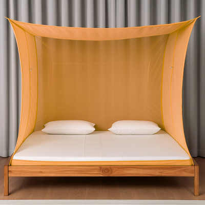CoverCraze Cotton Adults Washable MOSQUITO AND INSECT PROTECTION NET Mosquito Net(Orange, Bed Box)