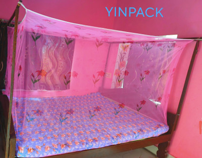 Fabrachana Polyester Adults Washable Pink colour flower design mosquito net machhardani best quality Mosquito Net(Pink, Bed Box)