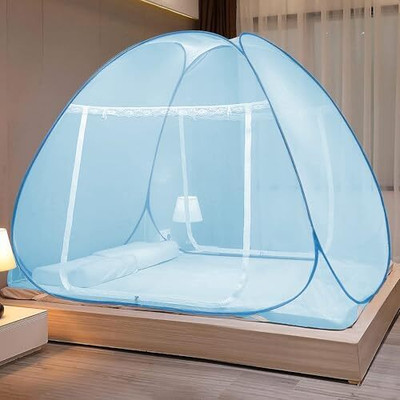 netbed Polyester Adults Washable Double Bed Washable Mosquito Net Material polyester King Size Pack Of 1 Mosquito Net(Blue, Tent)