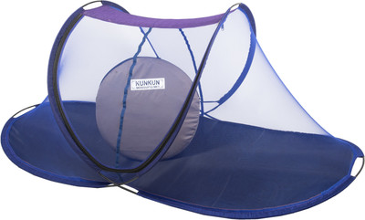KUNKUN Foldable Polyester Single Bed Mosquito Net Polyester Washable Adults Mosquito Net(Blue, Bed Box)