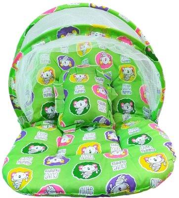 Yeahmom Nylon Infants Washable Portable Folding Baby Bedding Sets with Mosquito net for Infant Baby With Pillow Mosquito Net(Green, Tent)