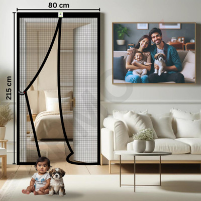 ARMORX Polyester Adults Washable Magnetic Door Mosquito Net(Black-215x80cm, Frame Hung)