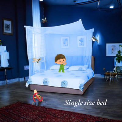 SAFE HAVEN Nylon Adults Washable MQ-NET-BED-NEWBL-S H235 Mosquito Net(Blue, Bed Box)