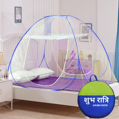 ShubhRatri Polyester Adults Washable Polyester Adults Mosquito Net Mosquito Net(Blue, White, Bed Box)
