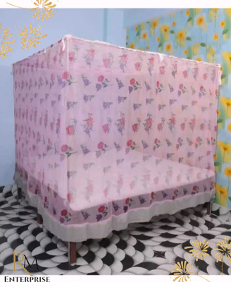Rm Enterprises Polyester Adults Washable PINK DOUBLE BED (7X8)ft Mosquito Net Mosquito Net(Pink, Bed Box)