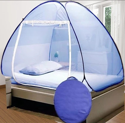Monarika Polyester Adults Washable BLUE machhardani single 4/6 cotton mosquito net queen size bed 5x6 machardani s Mosquito Net(Blue, Tent)