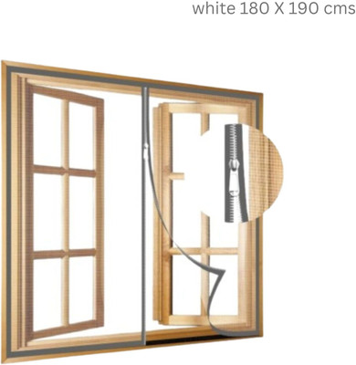 TurtleGrip Fibre Adults Washable 120 GSM Zipper Windows Mosquito Net(WHITE180X190cms, Frame Hung)