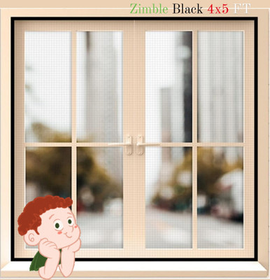 ZIMBLE Cotton Adults Washable 120 GSM BLACK Mesh Insect Screen – 4X5 ft Window Mosquito Net with Hook & Loop Mosquito Net(BLACK 4X5, Frame Hung)