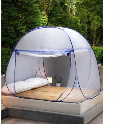 SIFRA Polyester Adults Washable Mosquito Net, Polyester Foldable King Size Bed Mosquito Net(Blue, Tent)