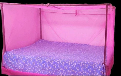 AARTI HDPE Mono Pink Colour Double bed size mosquito net 6*7 HDPE - High Density Poly Ethylene Washable Adults Mosquito Net(Pink, Bed Box)