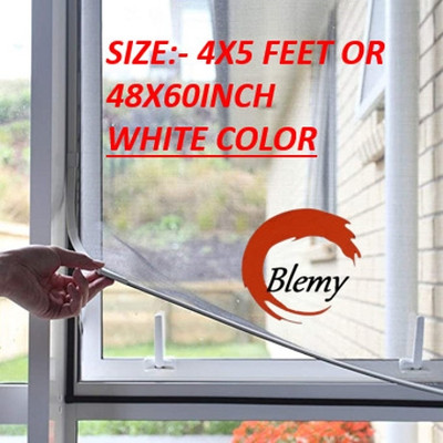 BLEMY HDPE - High Density Poly Ethylene Adults Washable 4X5 WINDOW NET Mosquito Net(4X5 WHITE, Frame Hung)