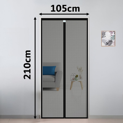 SafeMyles Polyester Adults Washable Auto-Closing Magnetic Door Mosquito Net(Black - 210*105, Frame Hung)