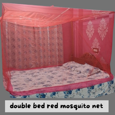 CoverCraze Polyester Adults Washable INSECT PROTECTION NET Mosquito Net(Red, Bed Box)