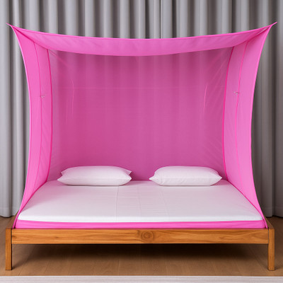 CoverCraze Cotton Adults Washable MOSQUITO AND INSECT PROTECTION NET Mosquito Net(Pink, Bed Box)