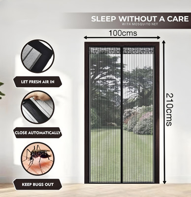 Twolight Polyester Adults Washable Auto-Closing Magnetic Door Mosquito Net(Black, Ceiling Hung)