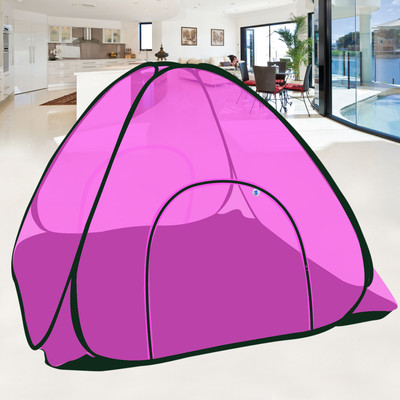 NM CREATION Polyester Adults Washable Polyester Foldable Double Bed Multi Color Mosquito net with Base for Adults Mosquito Net(Pink, Tent)