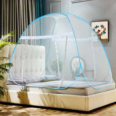 Flipkart SmartBuy Polyester Adults Washable FSB-MN-P-K-D-SB Z Mosquito Net(SKY BLUE & WHITE, Tent)