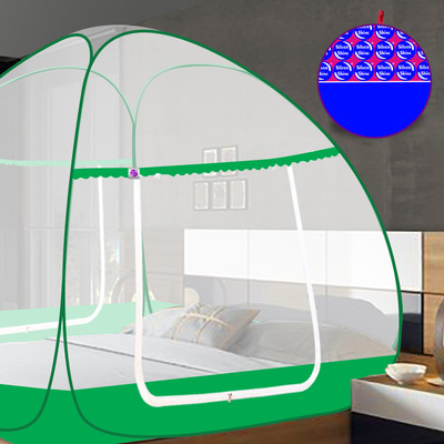 Kwizy creation pvt ltd Polyester Adults Washable Extra Mosquito Protection DOUBLE BED Foldable Washable Mosquito Net Mosquito Net(Green, Tent)