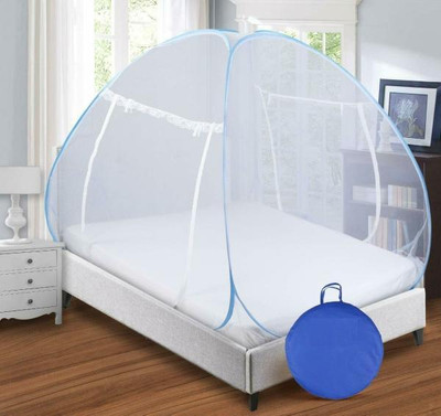 DAYGLOW Polyester Adults Washable Mosquito Net for King Size Bed|Polyester, Foldable, High Durability| Mosquito Net(Blue, Tent)